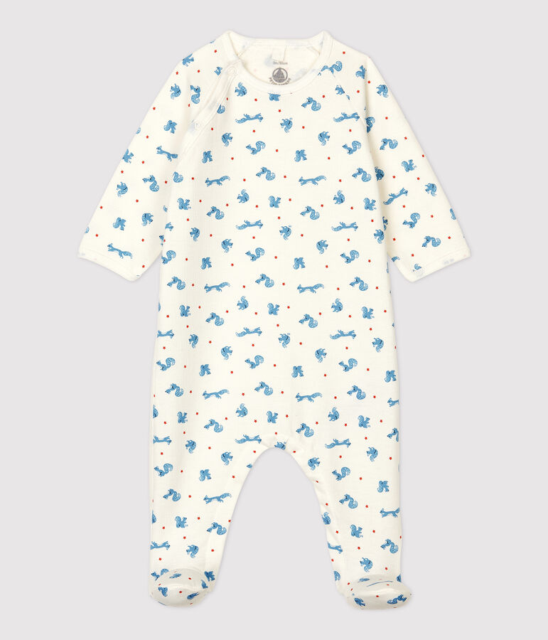 Baby-Strampler aus Molton und Bio-Baumwolle weiss/orange/vielfarbig